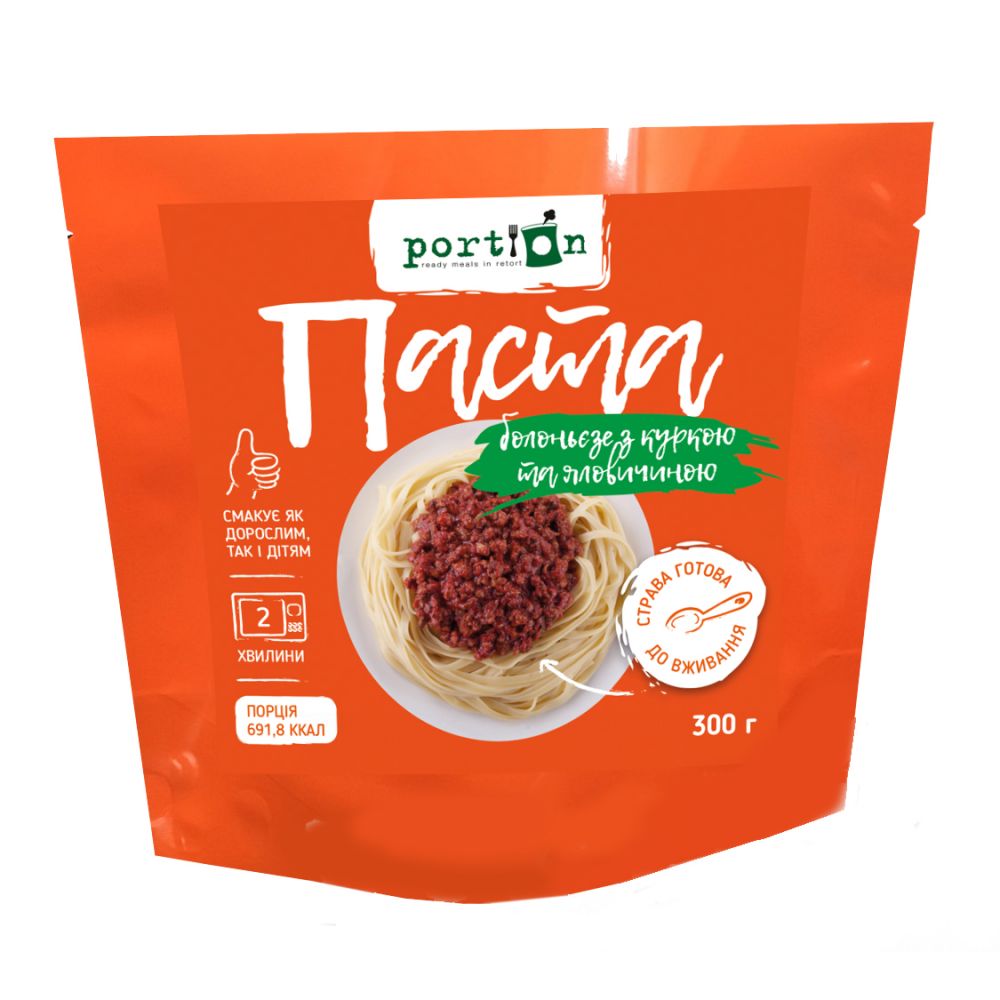 Готовая еда Portion Паста Болоньез с курицей и говядиной