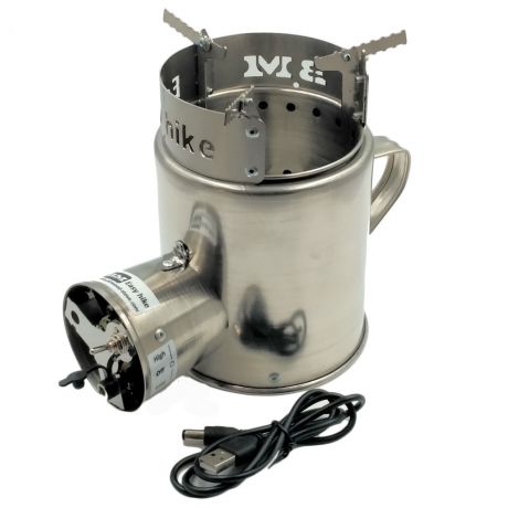 Твердопаливний туристичний турбо-пальник BM Easy Hike Airwood USB-h