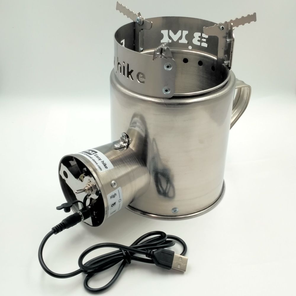 Твердопаливний туристичний турбо-пальник BM Easy Hike Airwood USB-h