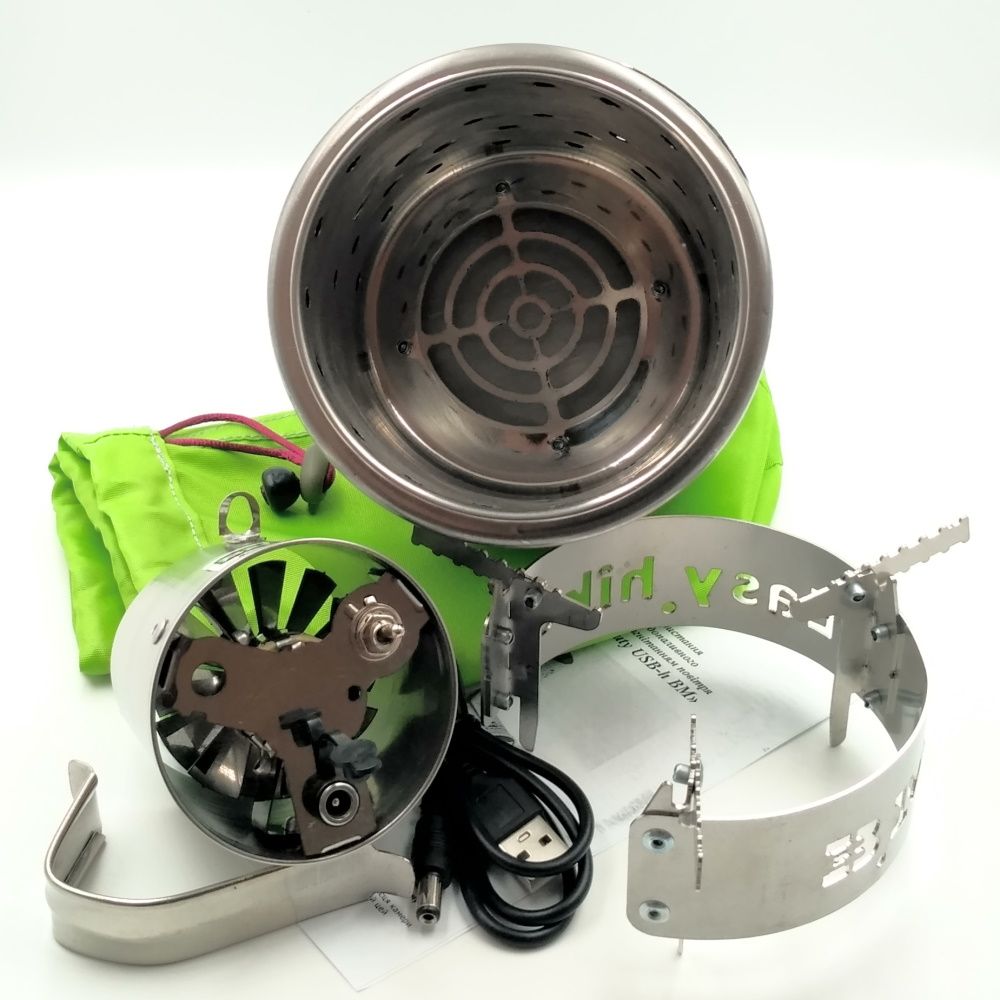 Твердопаливний туристичний турбо-пальник BM Easy Hike Airwood USB-h